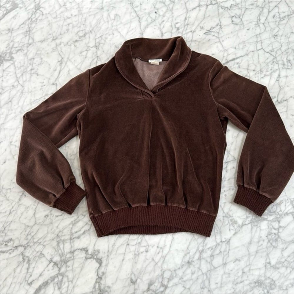Vintage Levi Strauss Brown Velour Cowl neck Pullover Sweatshirt M Women’s